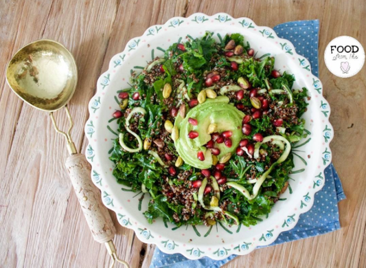 Massaged Kale & Quinoa Salad with a Spirulina Dressing